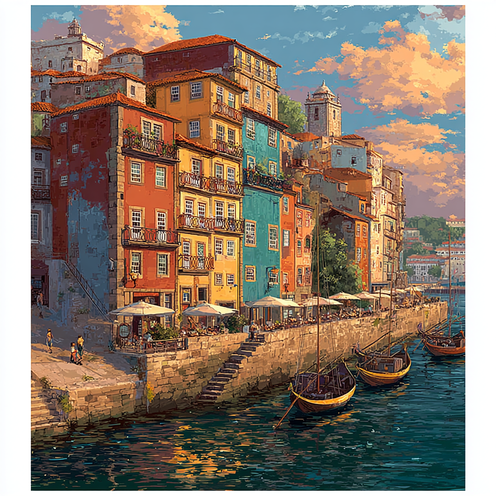 Porto Ribeira Riverside Portugal Paint by numbers kits