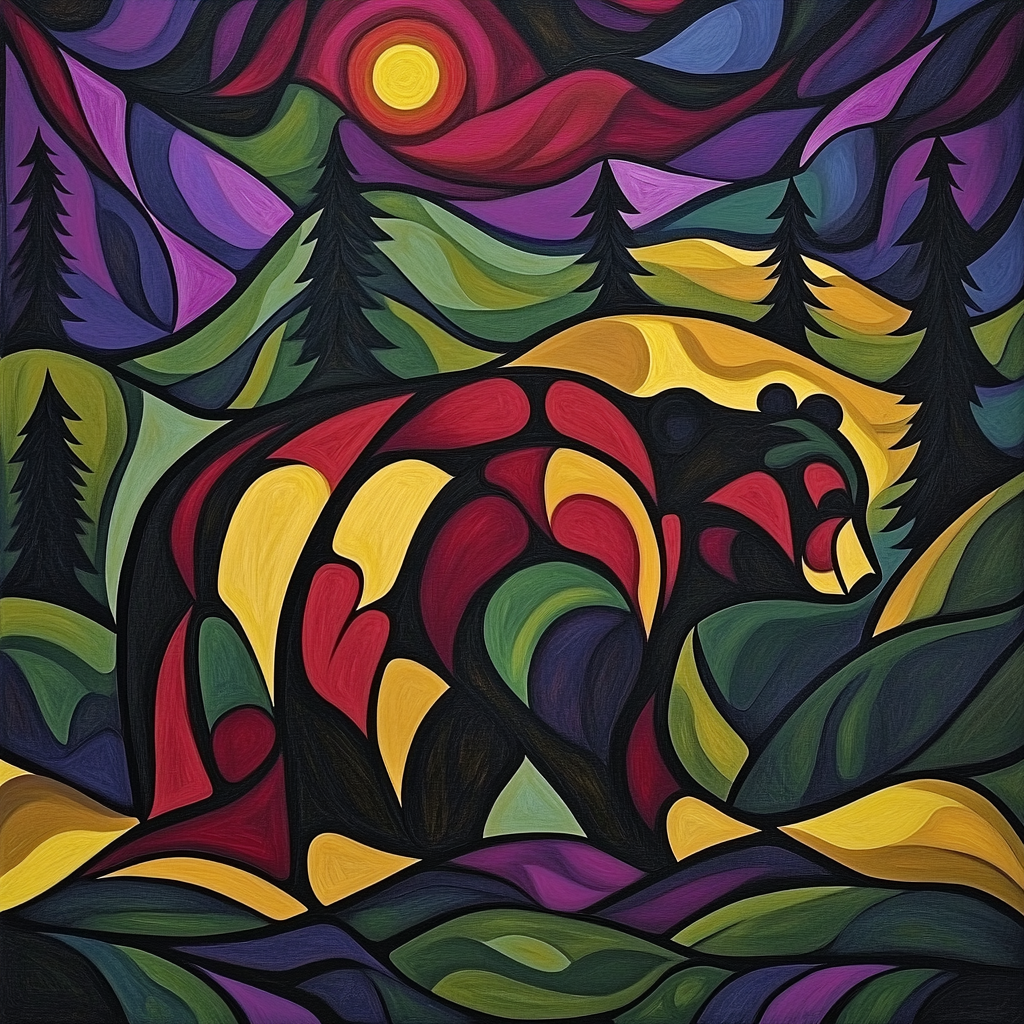 Norval Morrisseau Inspired Bear Of The Thunder Spirit Numbered painting kits