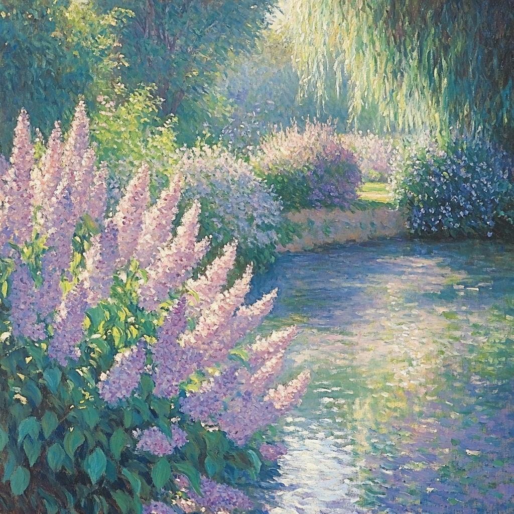 Monet Inspired Lilac Garden paint by numbers