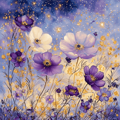 Gustav Klimt Inspired Twilight Blossoms Number Painting