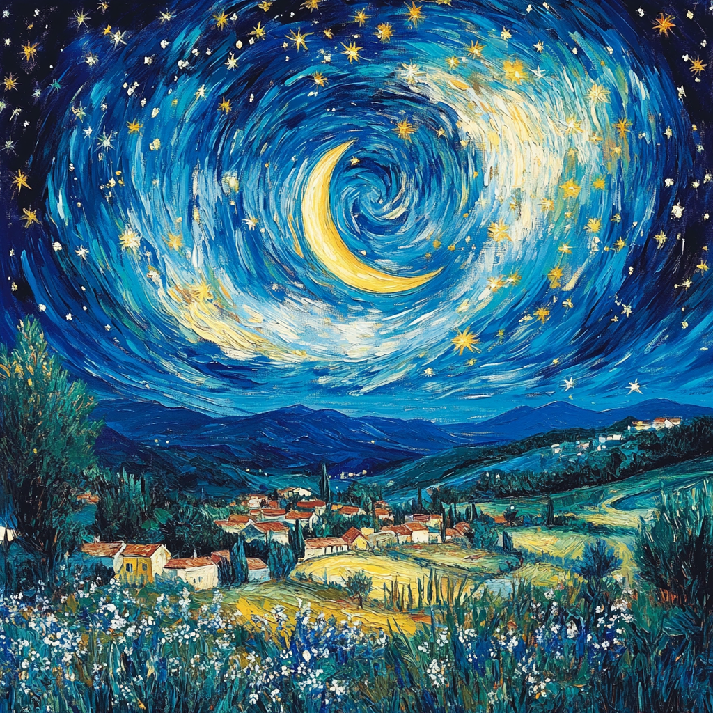 Vincent Van Gogh Inspired Starry Night Sky Number painting
