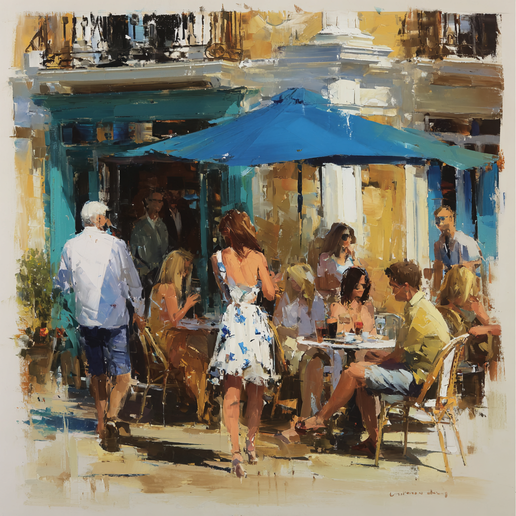 Edouard Manet Inspired Summer Terrace paint by color