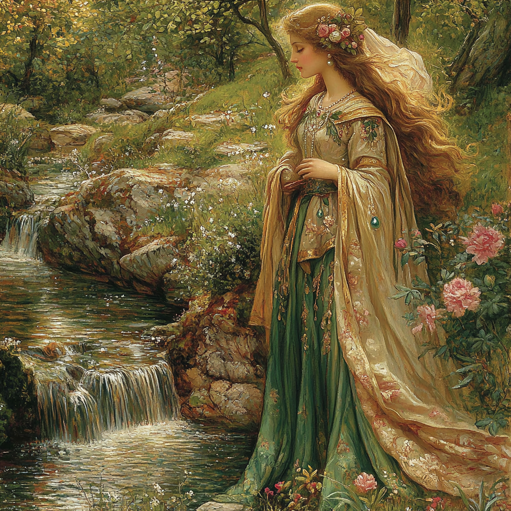 John William Waterhouse Inspired Naiad By The Brook Number painting