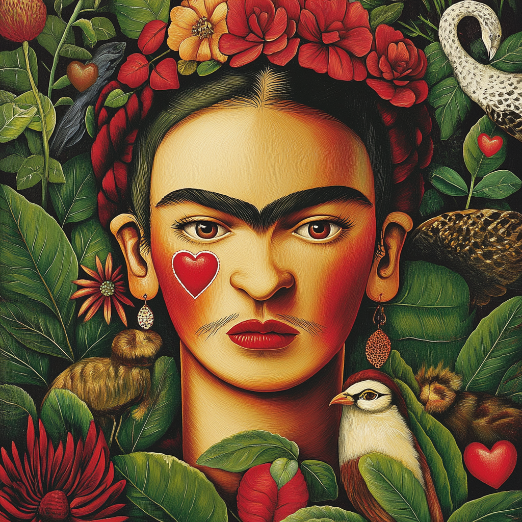Frida Kahlo Inspired Symbolic Self Portrait Number painting