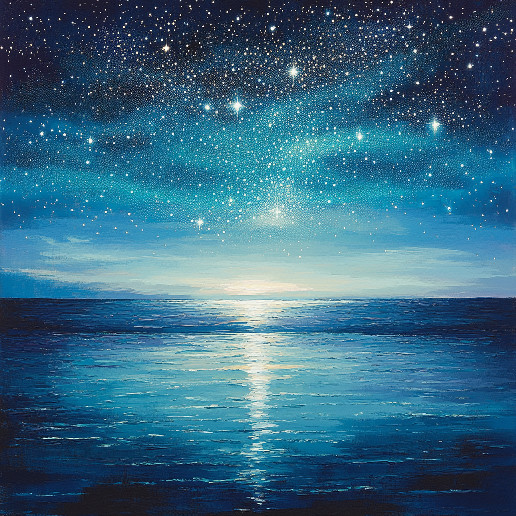 Georges Seurat Inspired Lunar Aurora Number painting