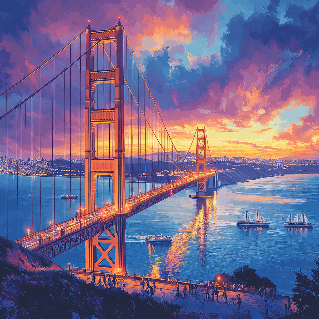 Sunset Over The Golden Gate Bridge – San Francisco, United States paint by numbers