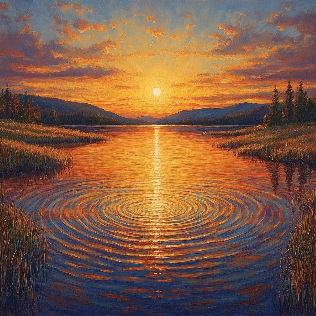 Frederick Varley Inspired Radiant Sunset Beyond Silent Lakes paint by color
