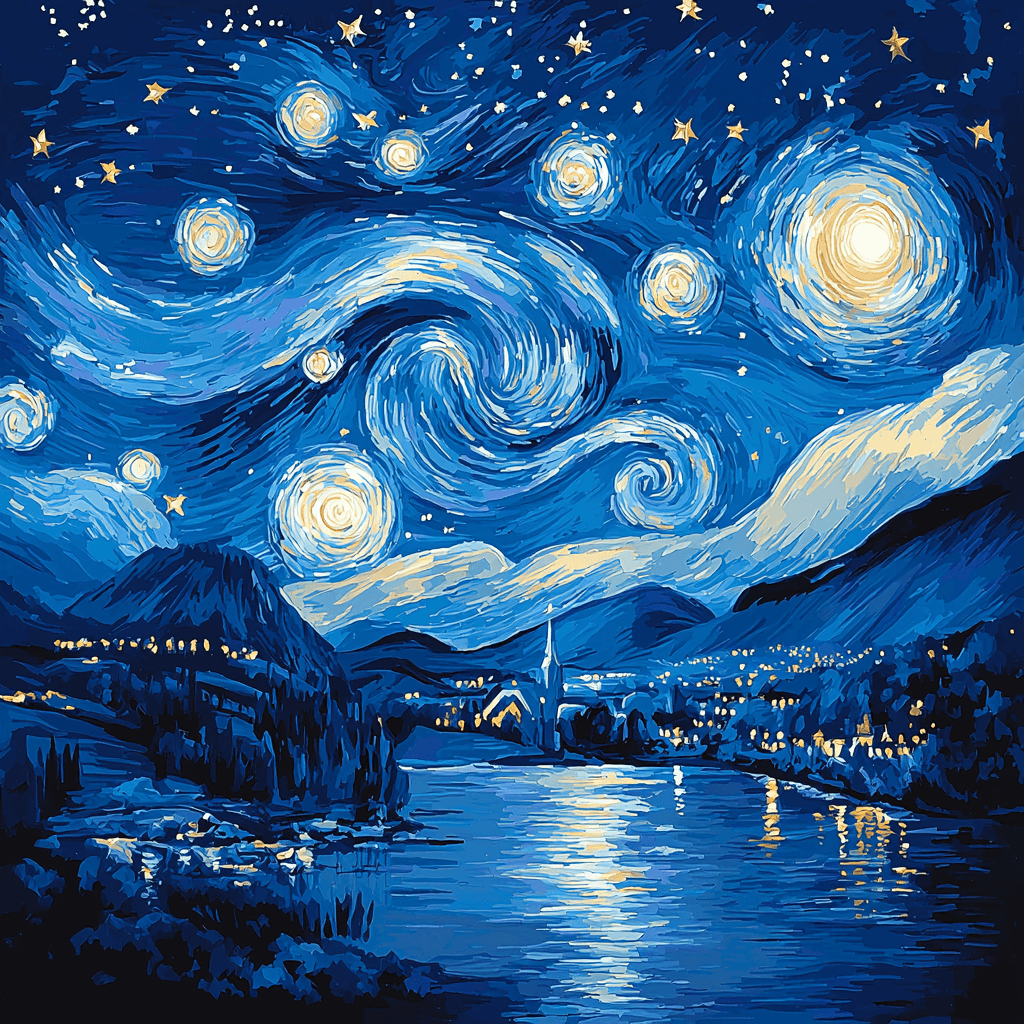 Van Gogh Inspired Starlight Serenade Numbered Painting Kits
