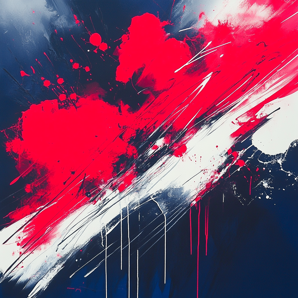 Jackson Pollock Inspired Electric Storm In Crimson And Navy Blue DIY paint by numbers