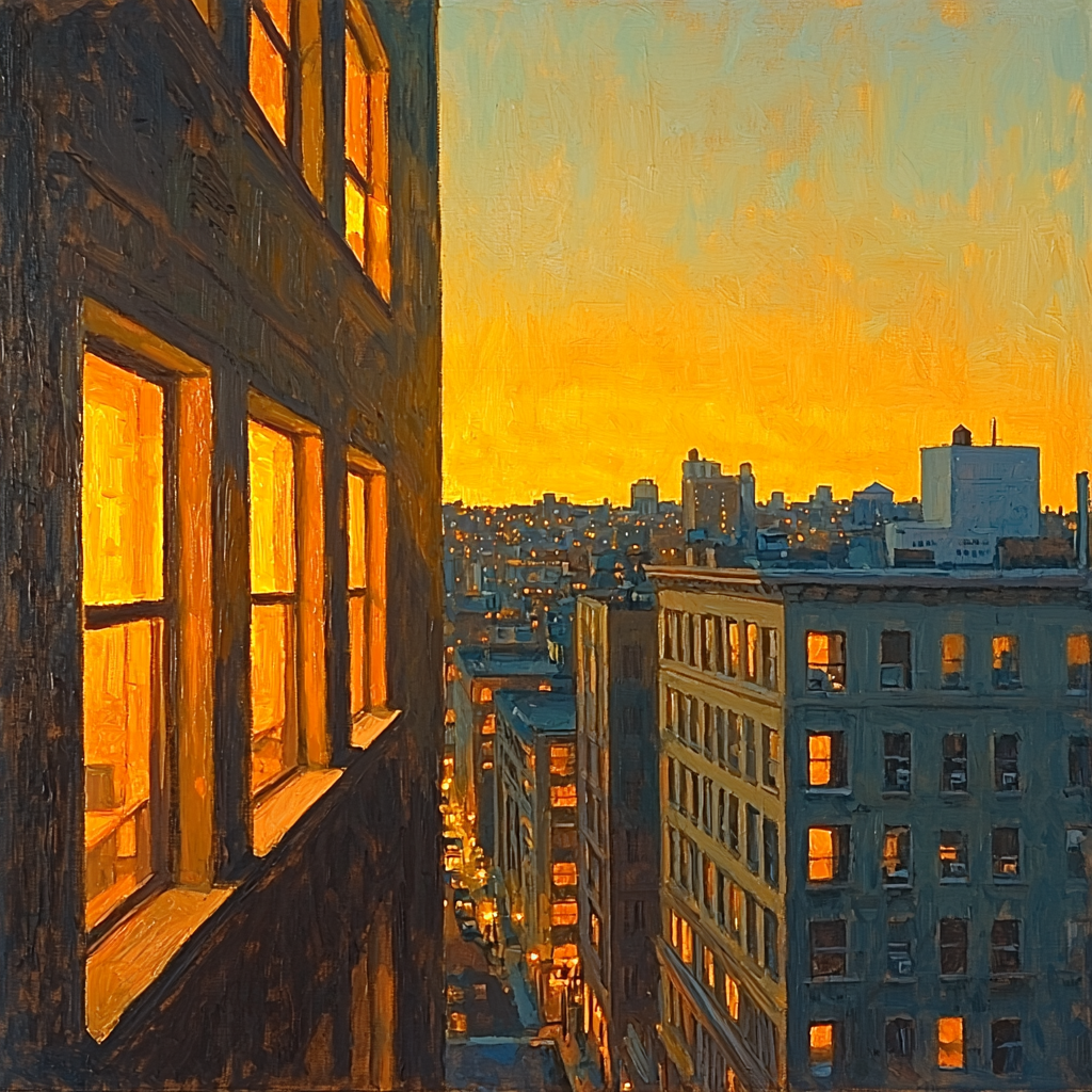 Edward Hopper Inspired Golden Hour In The City Paint By Color