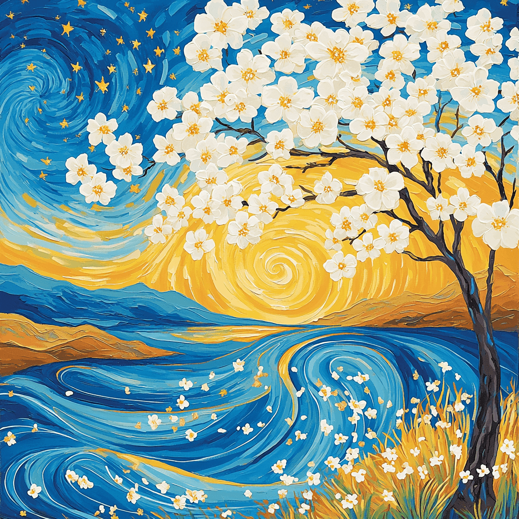 Vincent Van Gogh Inspired Starry Night Blossoms Numbered Painting Kits