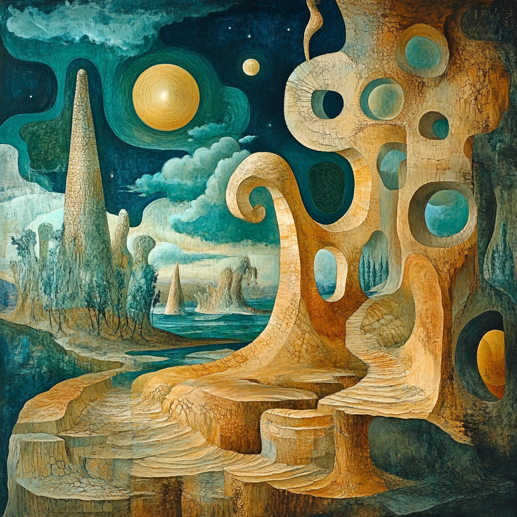 Max Ernst Inspired Dreamlike Landscape Paint by numbers art