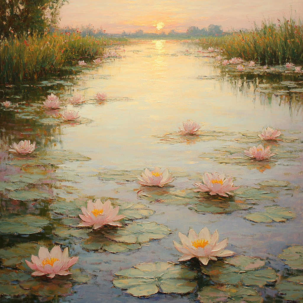 Claude Monet Inspired Water Lilies At Sunrise Painting by numbers kit