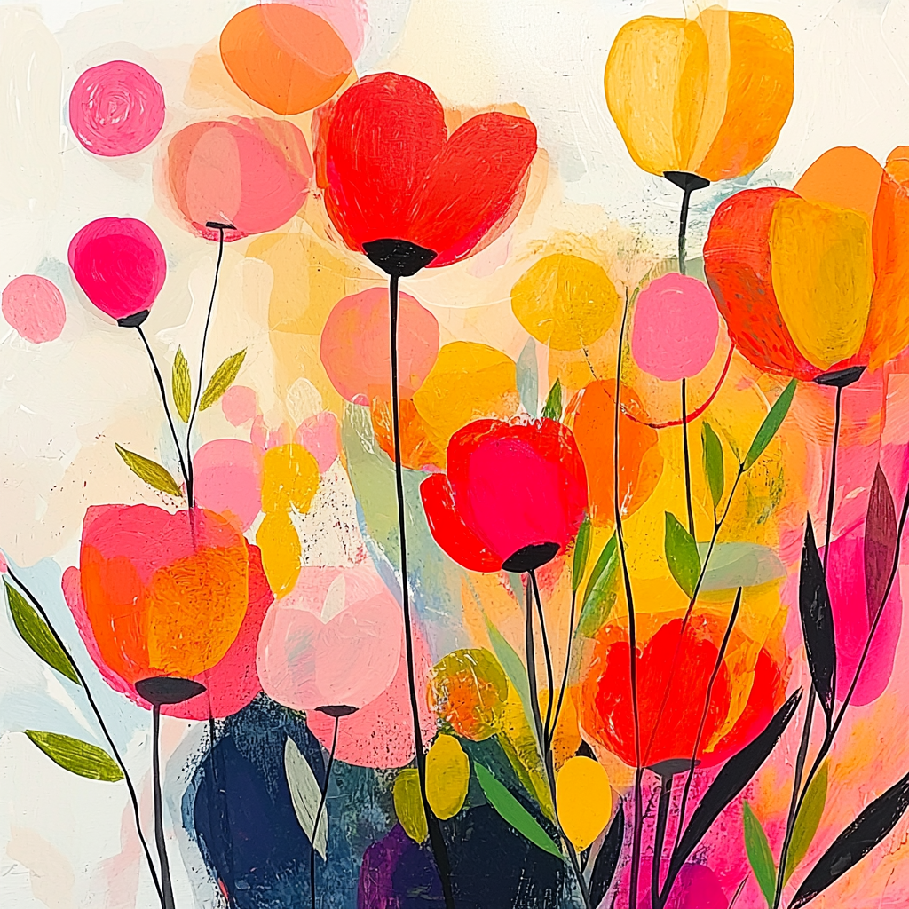 Joan Miró Inspired Vibrant Whimsy Number Painting