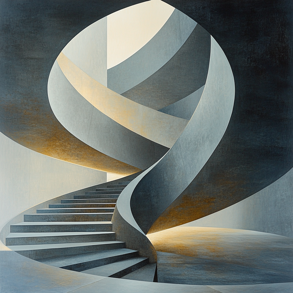 M.C. Escher Inspired Infinite Stairwell Nebula paint by number