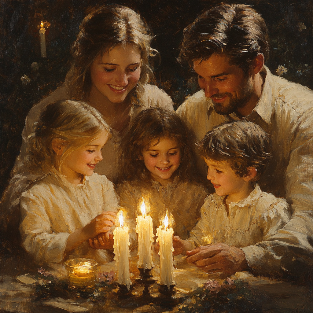 Rembrandt Inspired Family Gathering Number painting