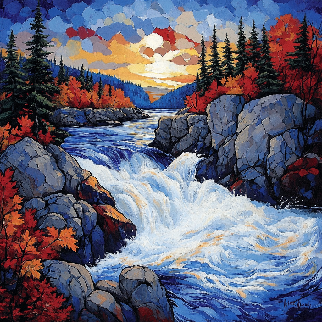 A.Y. Jackson Inspired Quebec River Rapids Paint by numbers art