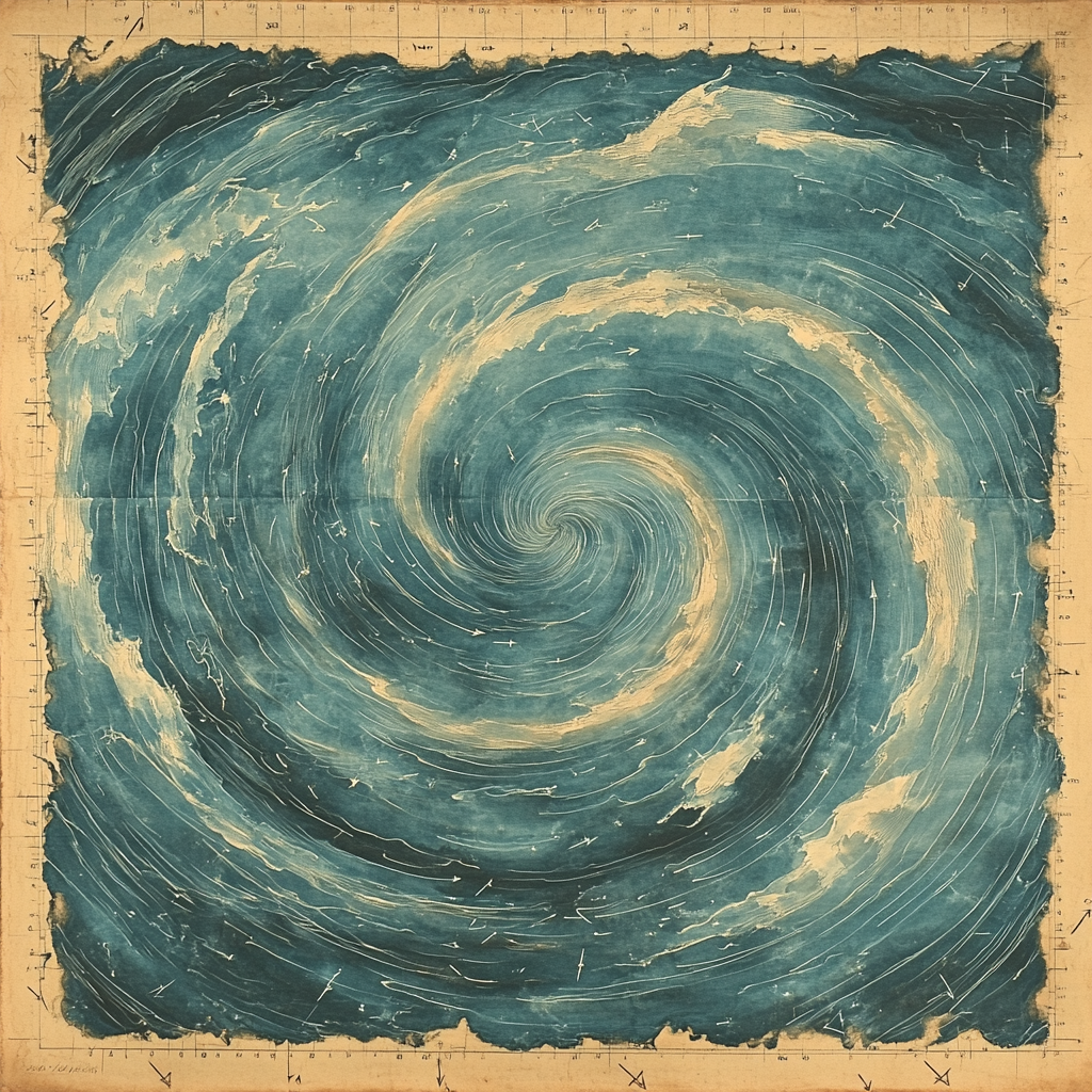 Leonardo Da Vinci Inspired Oceanic Whirlpool Diagram Number painting