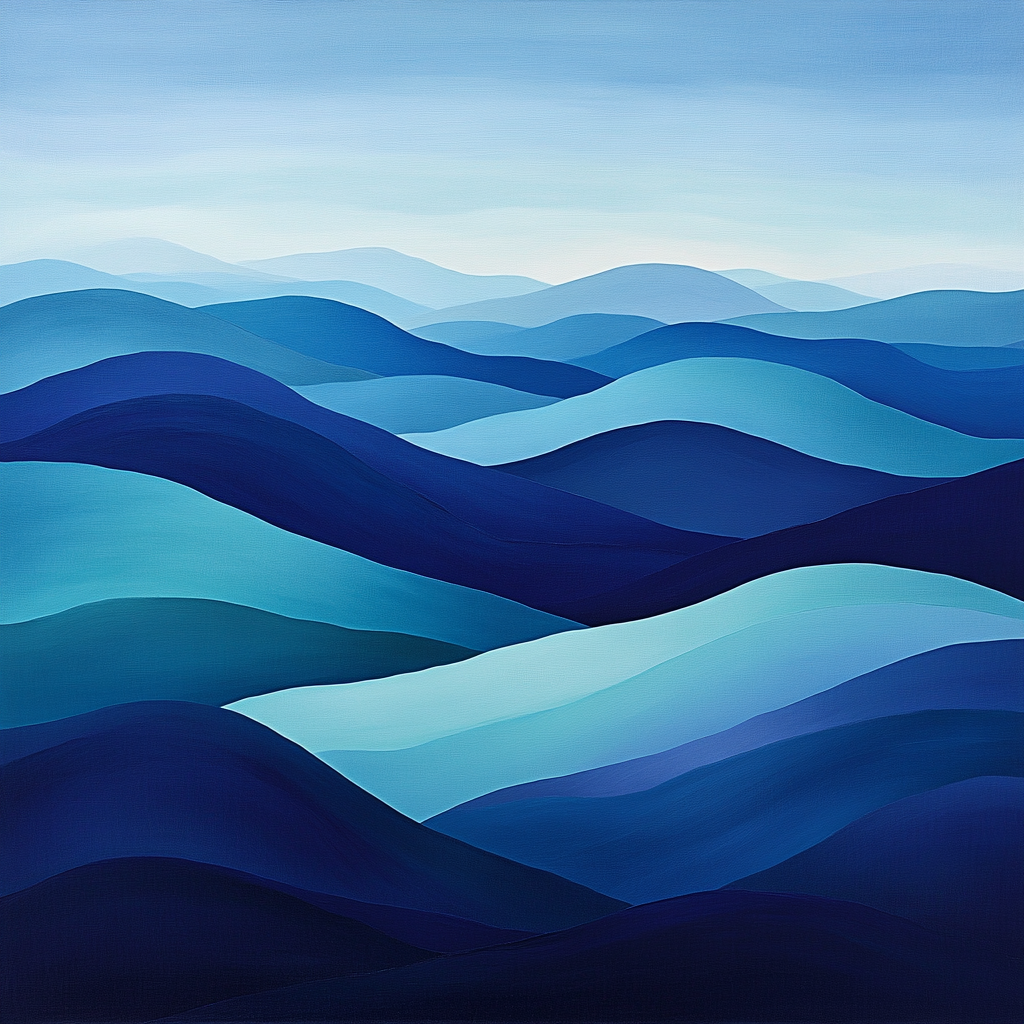 Georgia O’Keeffe Inspired Blue Mountain Fold Study paint by color