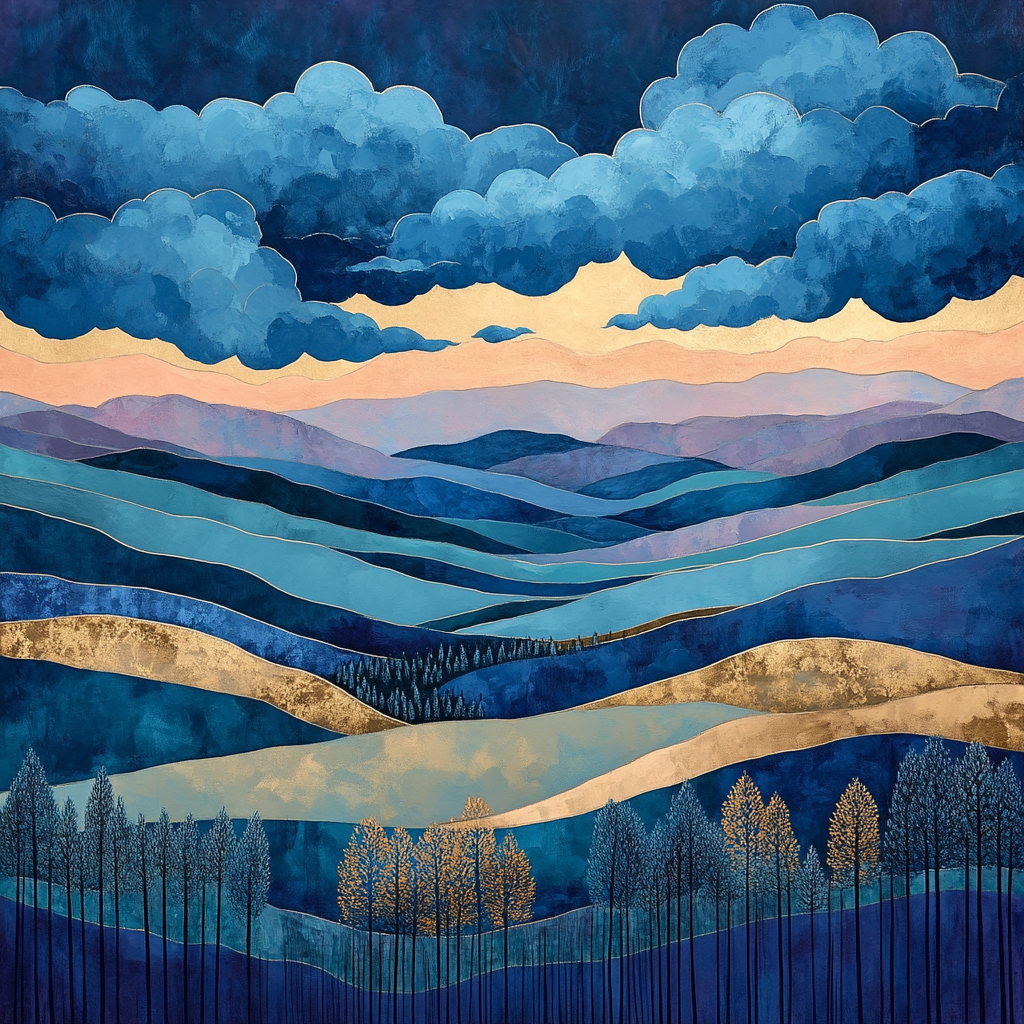 J. E. H. MacDonald Inspired Decorative Sky Over Hills DIY paint by numbers