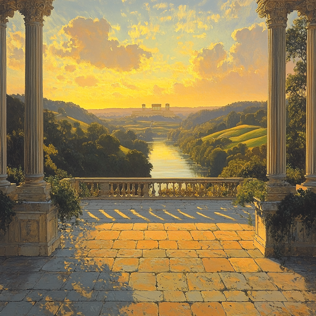 Raphael Inspired Serene Temple Overlook DIY paint by numbers