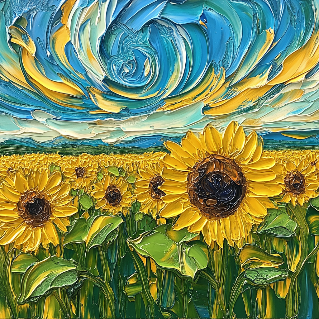 Vincent Van Gogh Inspired Sunflower Field DIY paint by numbers