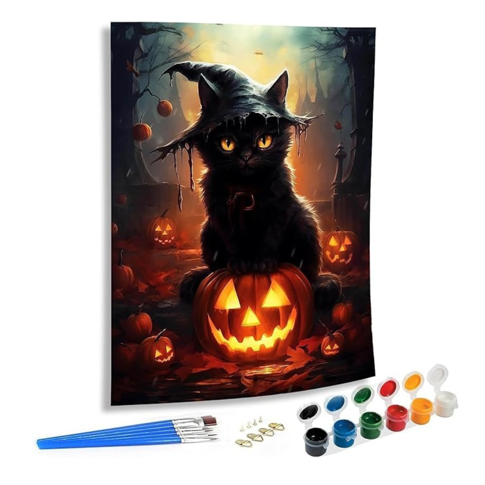 Full Moon Pumpkin Halloween Paint by Numbers