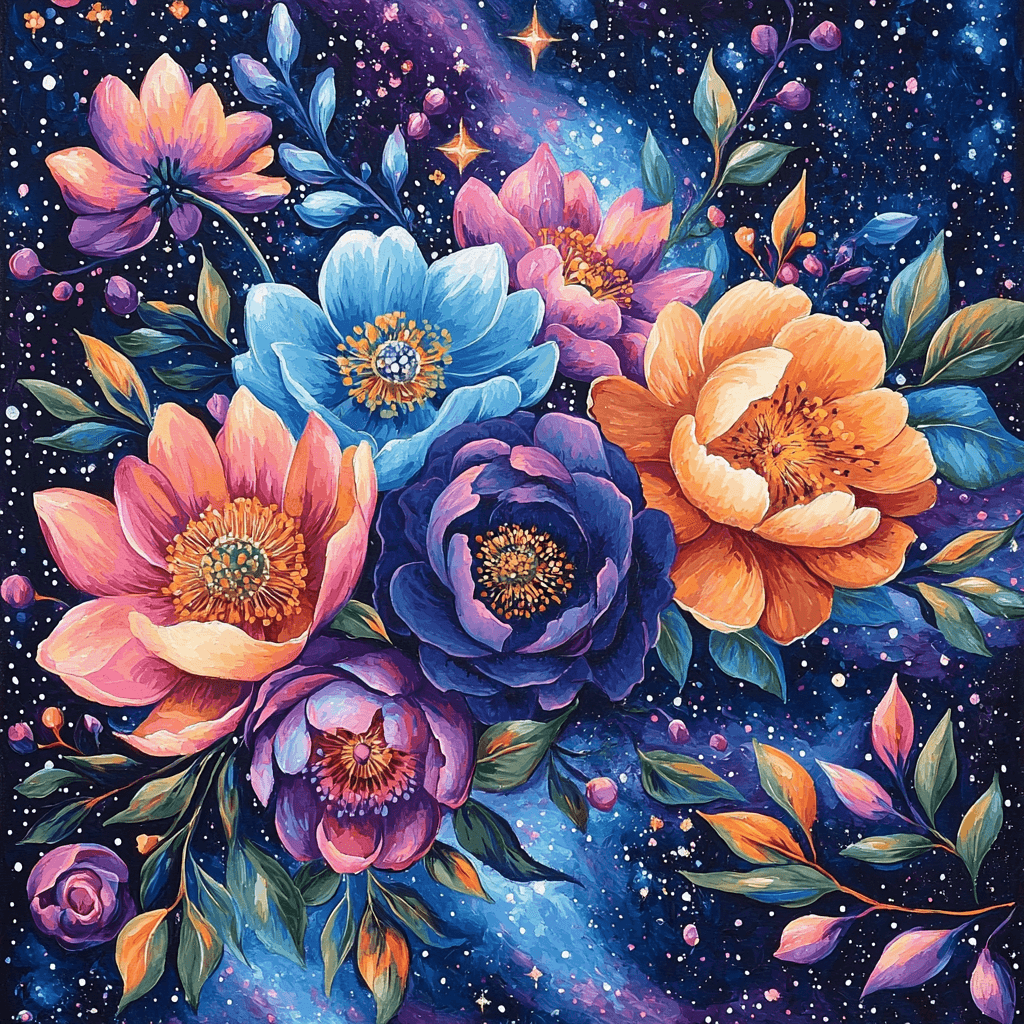 Frida Kahlo Inspired Galactic Flora Illusion Numbered Painting Kits