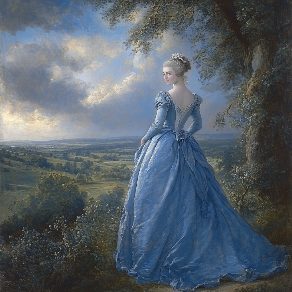 Thomas Gainsborough Inspired Portrait In Blue Dress paint by numbers