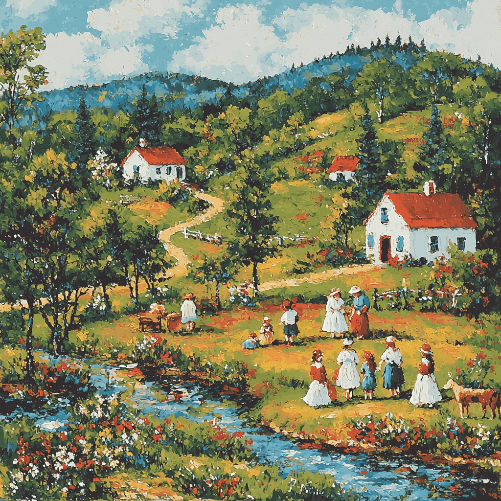 Grandma Moses Inspired Charming Folk Art Paint By Numbers