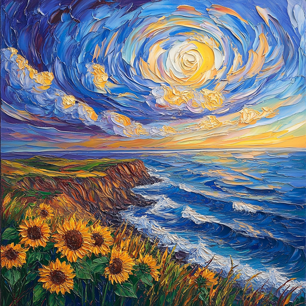Van Gogh Inspired Sunflower Coastline Painting by numbers kit