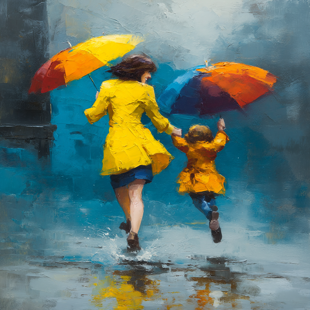 Dancing With Mom In The Rain DIY Paint By Numbers