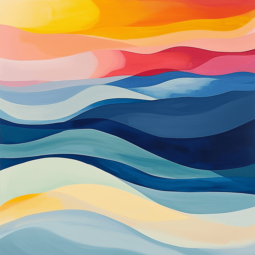 Helen Frankenthaler Inspired Abstract Ocean Wave Harmony - DIY Painting By Numbers Kit
