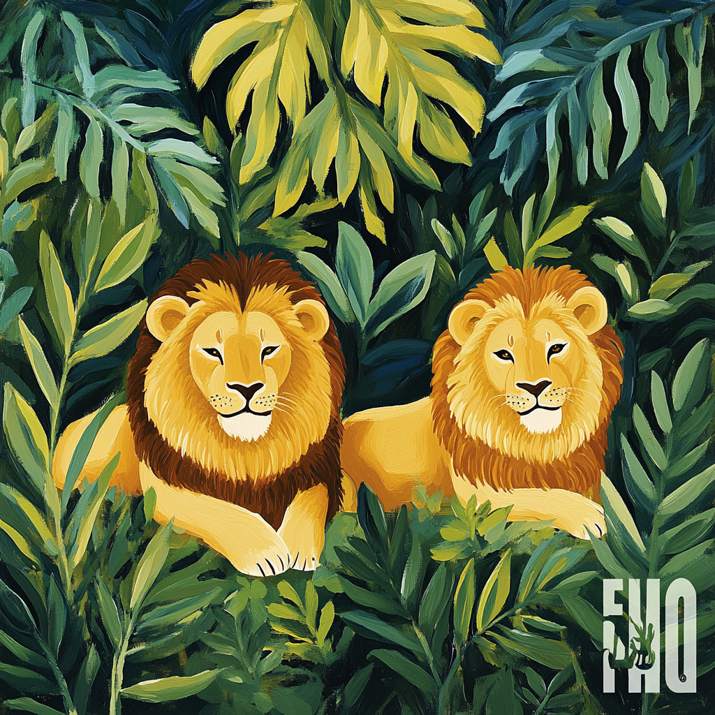 Henri Rousseau Inspired Magical Forest With Lions DIY paint by numbers