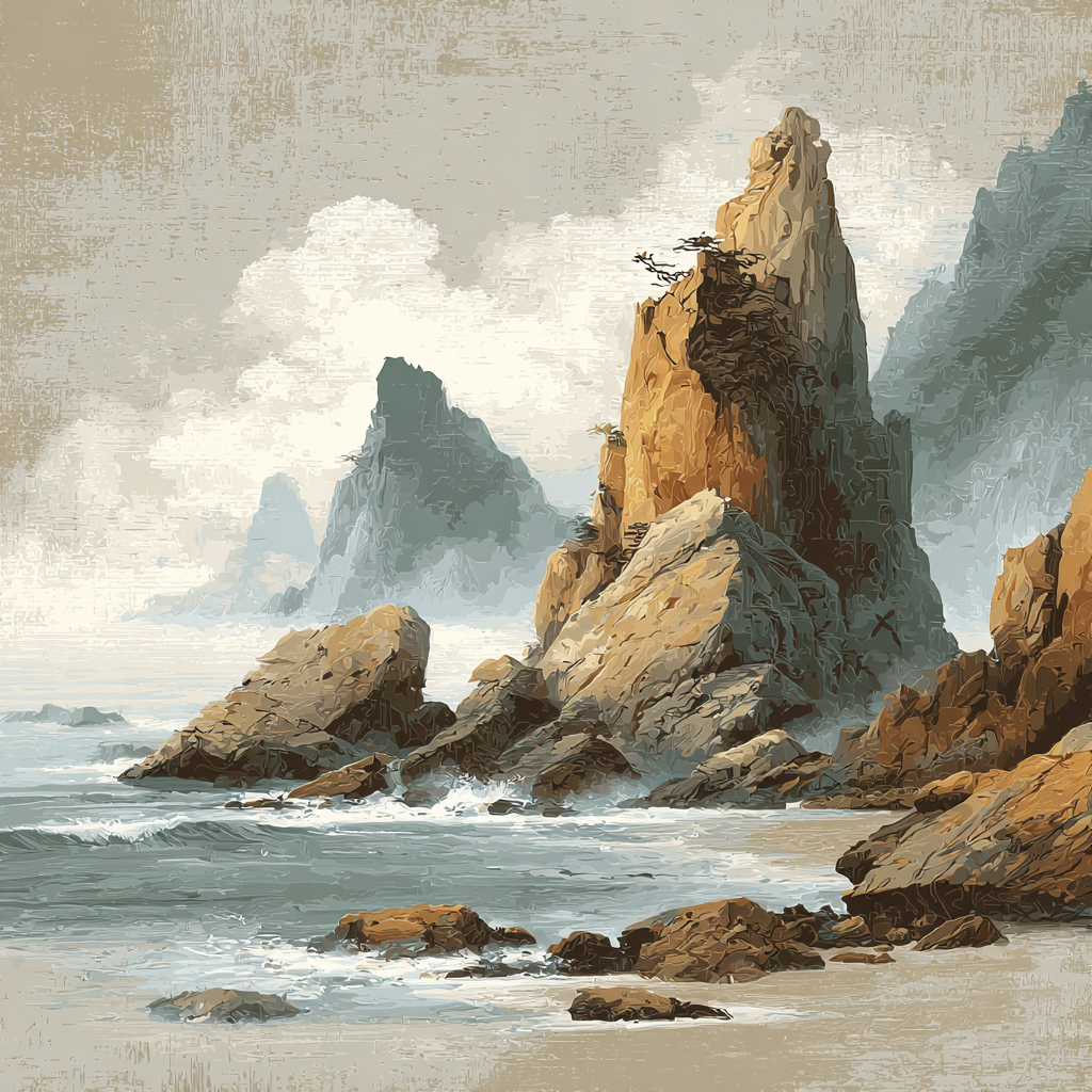 Leonardo Da Vinci Inspired Wind-Carved Archipelago Number painting