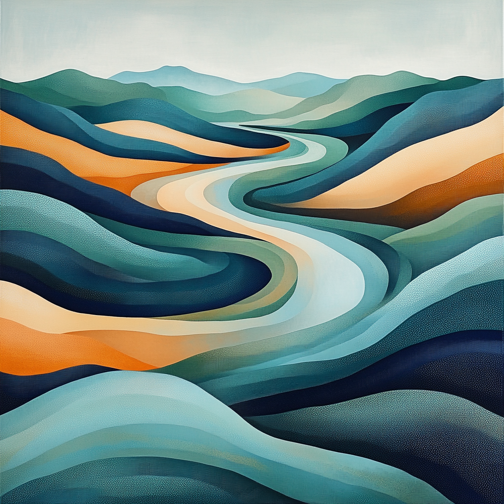 Georges Seurat Inspired Echoing Deltas paint by color