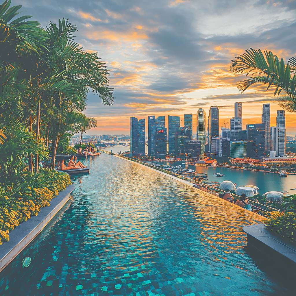 Panorama Of Rooftop Gardens At Marina Bay Sands Singapore Numbered painting kits