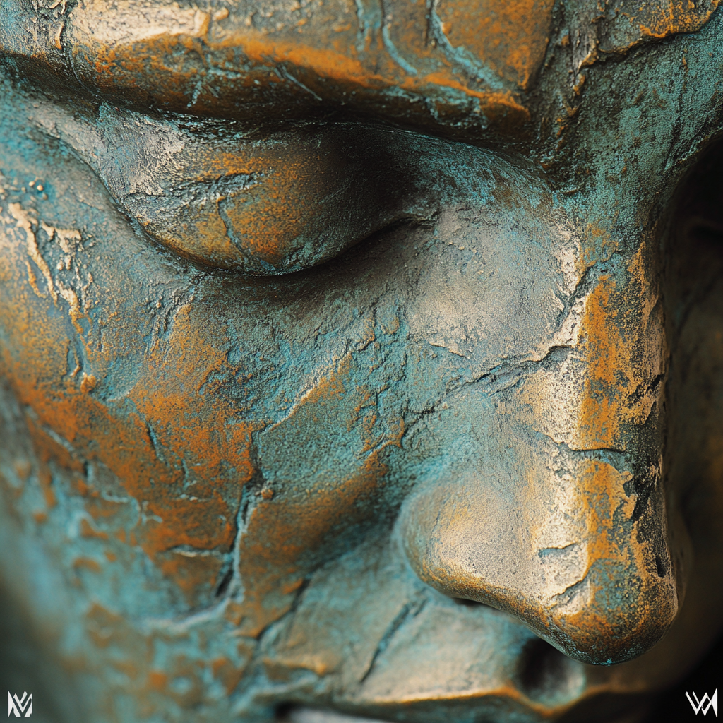 Auguste Rodin Inspired Contemplative Sculpture Study paint by color