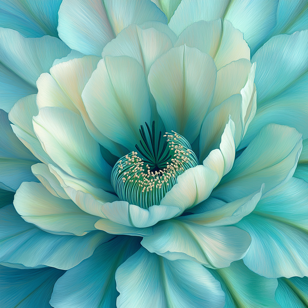 Georgia O’Keeffe Inspired Turquoise Cactus Blossom Close-Up Painting by numbers kit