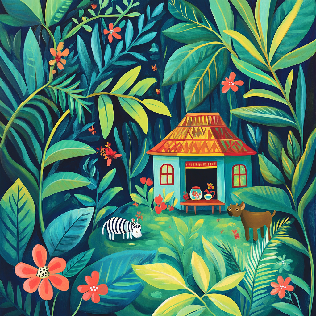 Henri Rousseau Inspired Jungle Tea House painting number kit