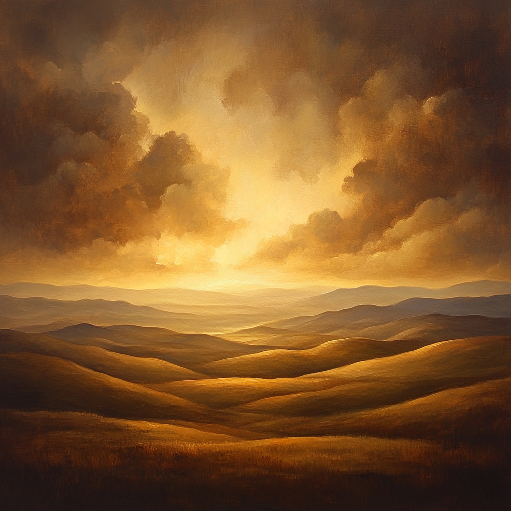 Rembrandt Inspired Twilight Over Rolling Dutch Hills DIY paint by numbers