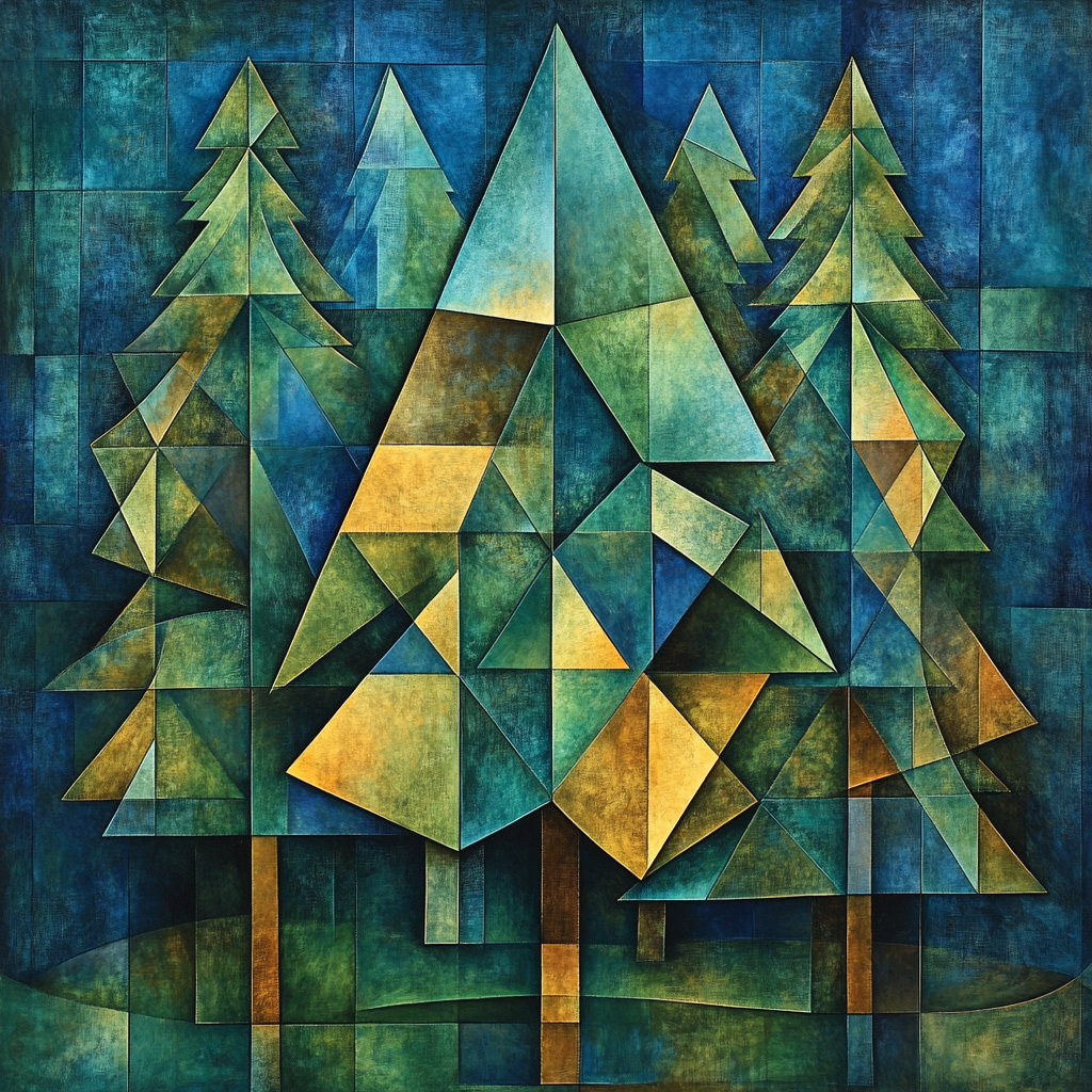 Pablo Picasso Inspired Cubist Abstracted Pine Forest Paint by numbers kits