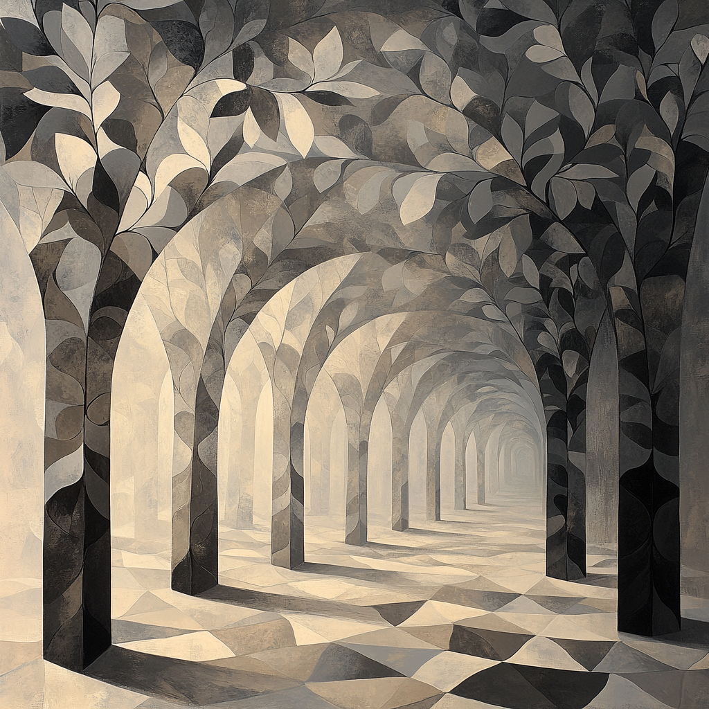 M.C. Escher Inspired Fractal Orchard Of Shadows Paint by numbers kits