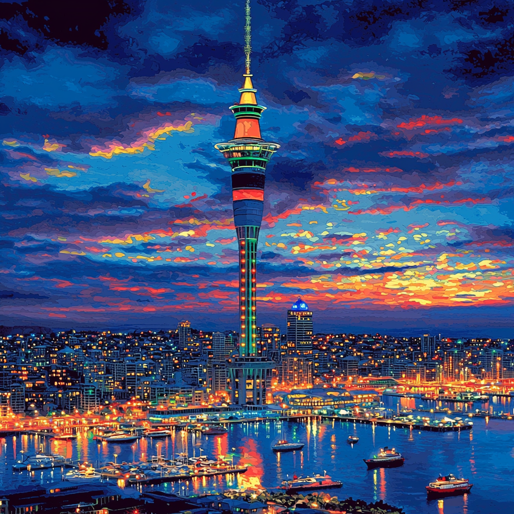 Auckland Sky Tower DIY Paint By Numbers