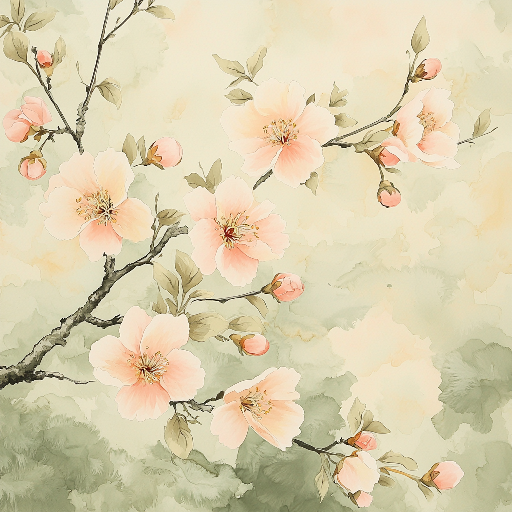 Zhao Mengfu Inspired Tranquil Blossoms Number Painting