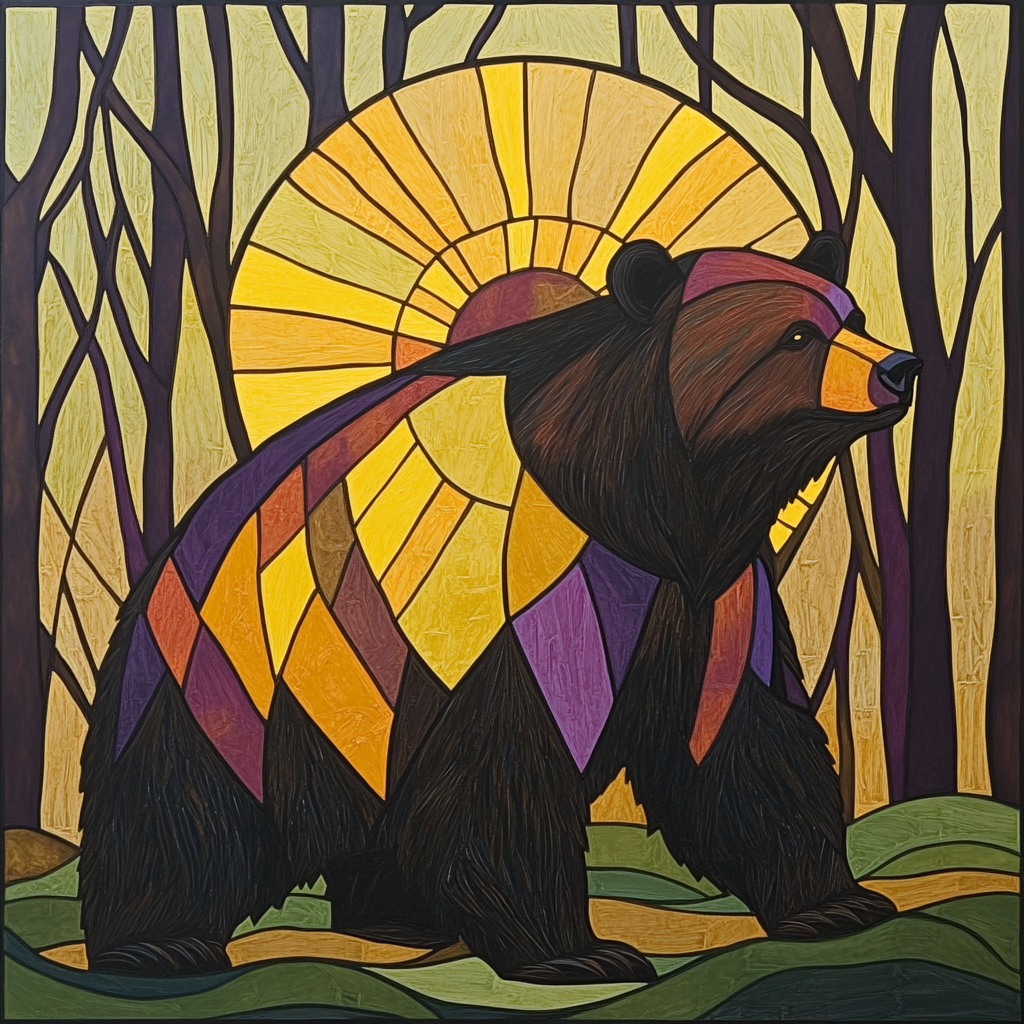 Norval Morrisseau Inspired Sun Bear Of The Forest Light paint by number