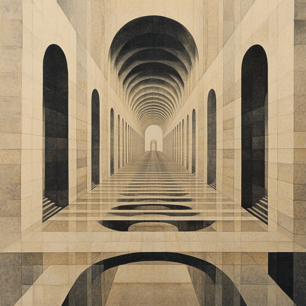 M.C. Escher Inspired Mirror City Labyrinth Paint by numbers art