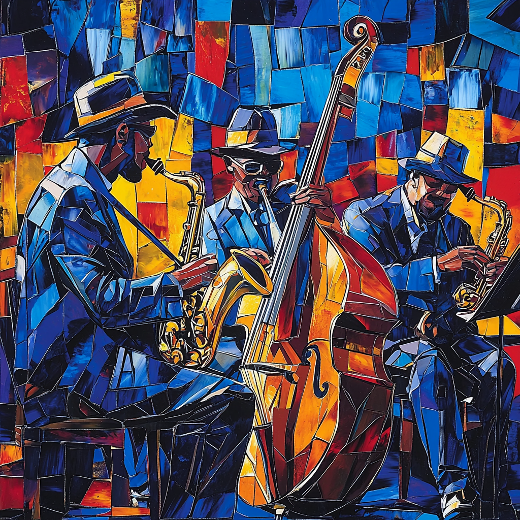 Romare Bearden Inspired Joyful Jazz Number Painting