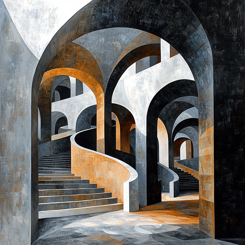 M.C. Escher Inspired Architectural Illusions Numbered Painting Kits