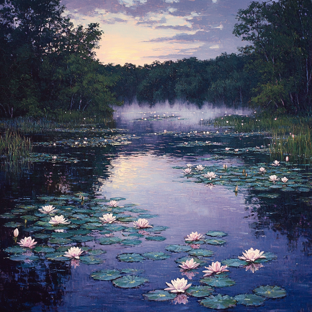 Claude Monet Inspired Twilight Lily Pond Numbered painting kits